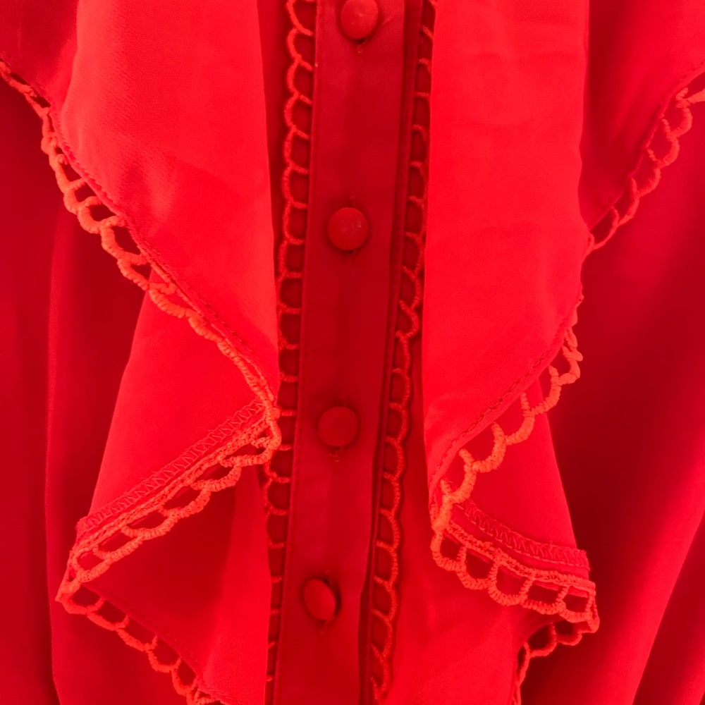 Red Asymmetrical Ruffled Sundress - Picture 6 of 8